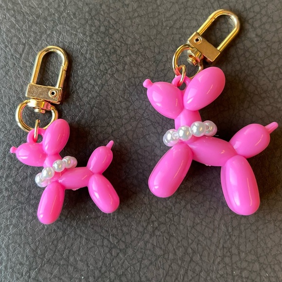 Mommy & Me Balloon Dog with Pearl Necklace Charm / Zipper Pull - NWT - Picture 2 of 6